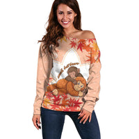 Cute Punch Monkey Off Shoulder Sweater Small But Bravo
