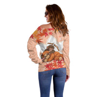 Cute Punch Monkey Off Shoulder Sweater Small But Bravo
