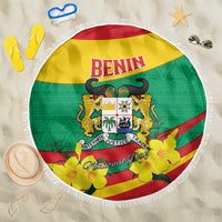Benin National Day Beach Blanket Coat Of Arms Yellow Allamanda