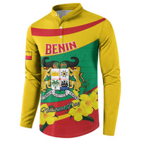 Personalised Benin National Day Button Sweatshirt Coat Of Arms Yellow Allamanda