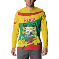 Personalised Benin National Day Button Sweatshirt Coat Of Arms Yellow Allamanda