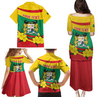 Personalised Benin National Day Family Matching Puletasi and Hawaiian Shirt Coat Of Arms Yellow Allamanda
