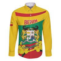 Personalised Benin National Day Family Matching Puletasi and Hawaiian Shirt Coat Of Arms Yellow Allamanda