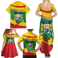 Personalised Benin National Day Family Matching Summer Maxi Dress and Hawaiian Shirt Coat Of Arms Yellow Allamanda