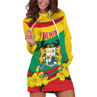 Personalised Benin National Day Hoodie Dress Coat Of Arms Yellow Allamanda
