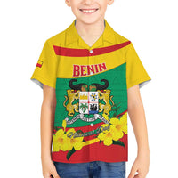 Personalised Benin National Day Kid Hawaiian Shirt Coat Of Arms Yellow Allamanda