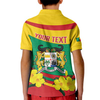 Personalised Benin National Day Kid Polo Shirt Coat Of Arms Yellow Allamanda