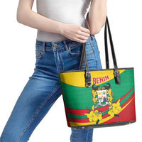 Benin National Day Leather Tote Bag Coat Of Arms Yellow Allamanda