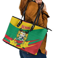 Benin National Day Leather Tote Bag Coat Of Arms Yellow Allamanda