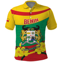 Personalised Benin National Day Polo Shirt Coat Of Arms Yellow Allamanda