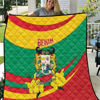 Benin National Day Quilt Coat Of Arms Yellow Allamanda