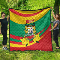 Benin National Day Quilt Coat Of Arms Yellow Allamanda
