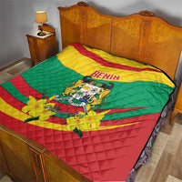 Benin National Day Quilt Coat Of Arms Yellow Allamanda