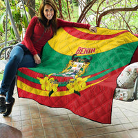Benin National Day Quilt Coat Of Arms Yellow Allamanda