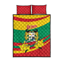 Benin National Day Quilt Bed Set Coat Of Arms Yellow Allamanda