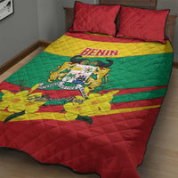 Benin National Day Quilt Bed Set Coat Of Arms Yellow Allamanda