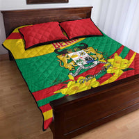 Benin National Day Quilt Bed Set Coat Of Arms Yellow Allamanda