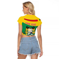 Personalised Benin National Day Raglan Cropped T Shirt Coat Of Arms Yellow Allamanda