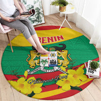 Benin National Day Round Carpet Coat Of Arms Yellow Allamanda