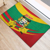 Benin National Day Rubber Doormat Coat Of Arms Yellow Allamanda