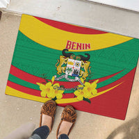 Benin National Day Rubber Doormat Coat Of Arms Yellow Allamanda