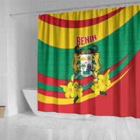 Benin National Day Shower Curtain Coat Of Arms Yellow Allamanda