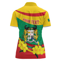 Personalised Benin National Day Women Polo Shirt Coat Of Arms Yellow Allamanda