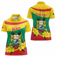 Personalised Benin National Day Women Polo Shirt Coat Of Arms Yellow Allamanda