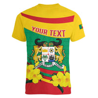Personalised Benin National Day Women V-Neck T-Shirt Coat Of Arms Yellow Allamanda