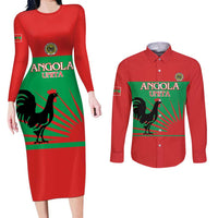 Personalised UNITA Angola Couples Matching Long Sleeve Bodycon Dress and Long Sleeve Button Shirt Party Flag Style