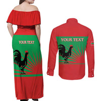 Personalised UNITA Angola Couples Matching Off Shoulder Maxi Dress and Long Sleeve Button Shirt Party Flag Style