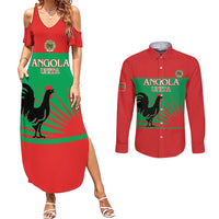 Personalised UNITA Angola Couples Matching Summer Maxi Dress and Long Sleeve Button Shirt Party Flag Style