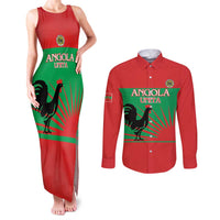 Personalised UNITA Angola Couples Matching Tank Maxi Dress and Long Sleeve Button Shirt Party Flag Style