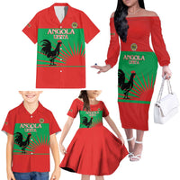 Personalised UNITA Angola Family Matching Off The Shoulder Long Sleeve Dress and Hawaiian Shirt Party Flag Style