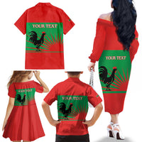 Personalised UNITA Angola Family Matching Off The Shoulder Long Sleeve Dress and Hawaiian Shirt Party Flag Style