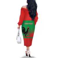 Personalised UNITA Angola Family Matching Off The Shoulder Long Sleeve Dress and Hawaiian Shirt Party Flag Style