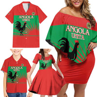 Personalised UNITA Angola Family Matching Off Shoulder Short Dress and Hawaiian Shirt Party Flag Style