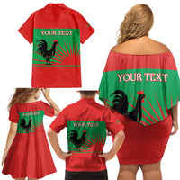 Personalised UNITA Angola Family Matching Off Shoulder Short Dress and Hawaiian Shirt Party Flag Style