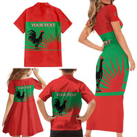 Personalised UNITA Angola Family Matching Short Sleeve Bodycon Dress and Hawaiian Shirt Party Flag Style