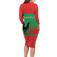 Personalised UNITA Angola Long Sleeve Bodycon Dress Party Flag Style