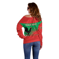 Personalised UNITA Angola Off Shoulder Sweater Party Flag Style