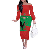 Personalised UNITA Angola Off The Shoulder Long Sleeve Dress Party Flag Style
