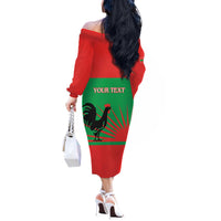 Personalised UNITA Angola Off The Shoulder Long Sleeve Dress Party Flag Style