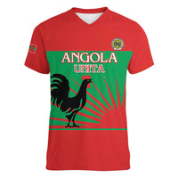 Personalised UNITA Angola Women V-Neck T-Shirt Party Flag Style