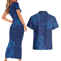 Hibiscus Mix ShweShwe African Pattern Couples Matching Short Sleeve Bodycon Dress and Hawaiian Shirt - Wonder Print Shop