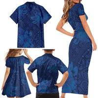 Hibiscus Mix ShweShwe African Pattern Family Matching Short Sleeve Bodycon Dress and Hawaiian Shirt - Wonder Print Shop