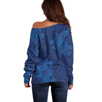 Hibiscus Mix ShweShwe African Pattern Off Shoulder Sweater - Wonder Print Shop