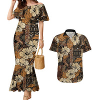 Hibiscus Mix African Pattern Couples Matching Mermaid Dress and Hawaiian Shirt - Wonder Print Shop