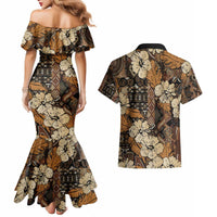 Hibiscus Mix African Pattern Couples Matching Mermaid Dress and Hawaiian Shirt - Wonder Print Shop