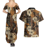 Hibiscus Mix African Pattern Couples Matching Summer Maxi Dress and Hawaiian Shirt - Wonder Print Shop